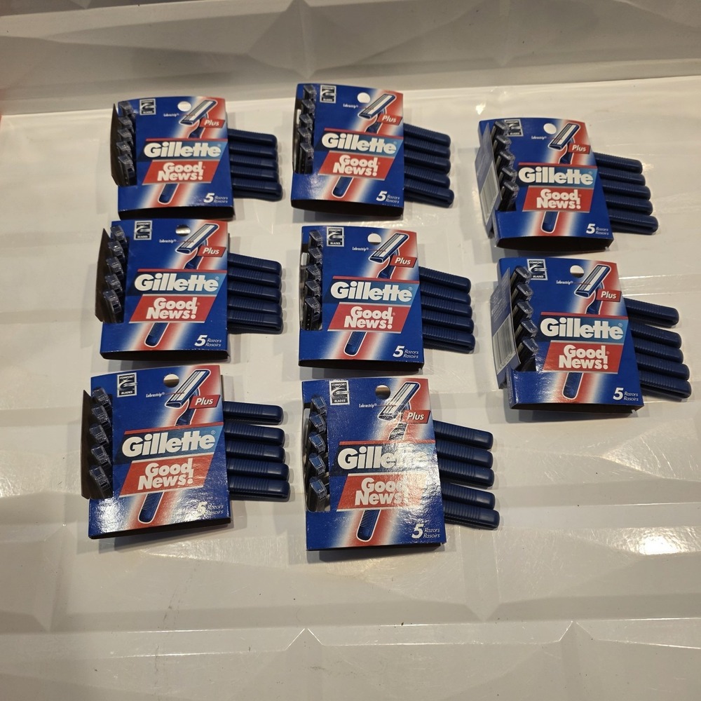 Gillette Good News Plus Razors 8- 5 pack & Lubrastrip New Comfortable Shave